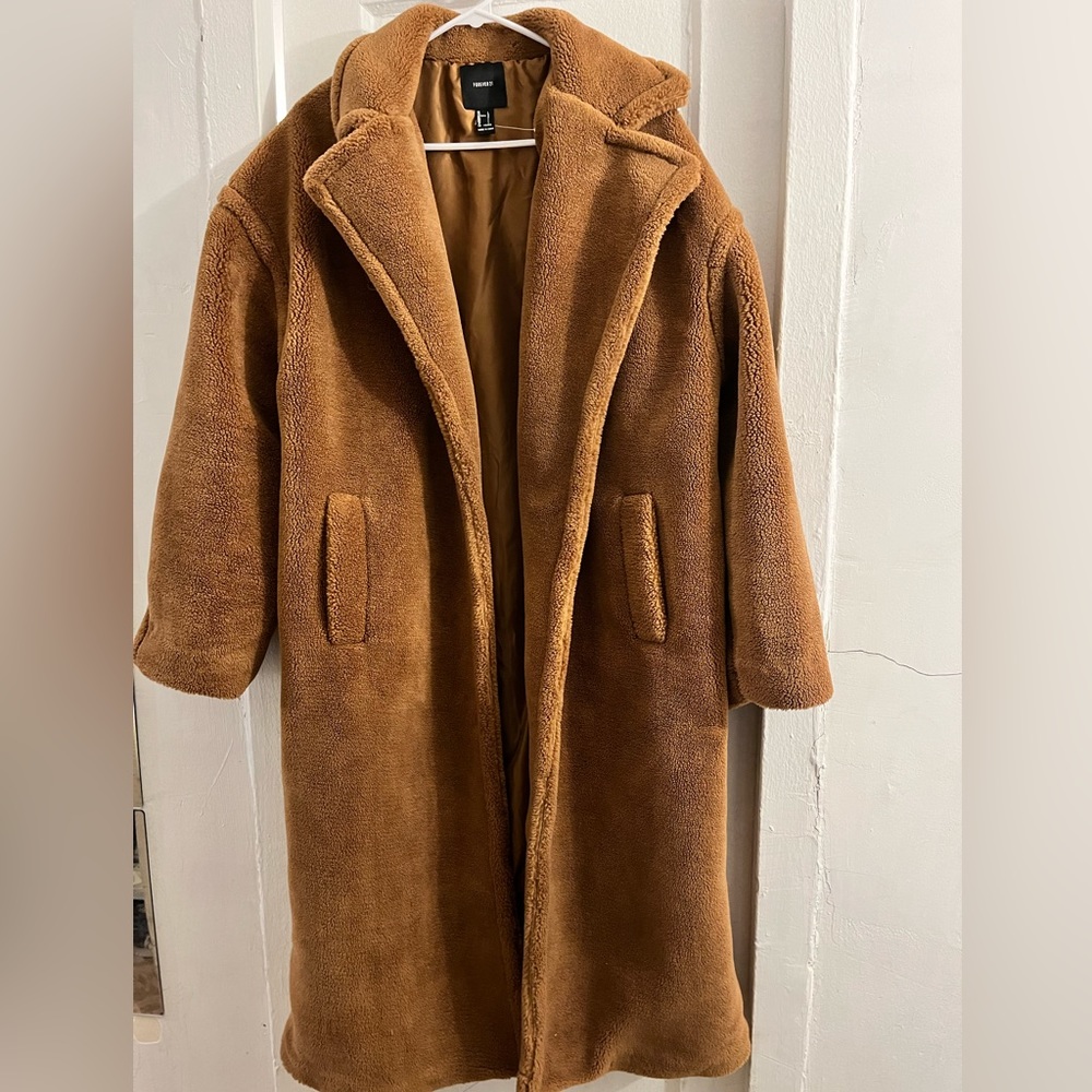 Forever 21 Plush Drop-Sleeve Coat Large